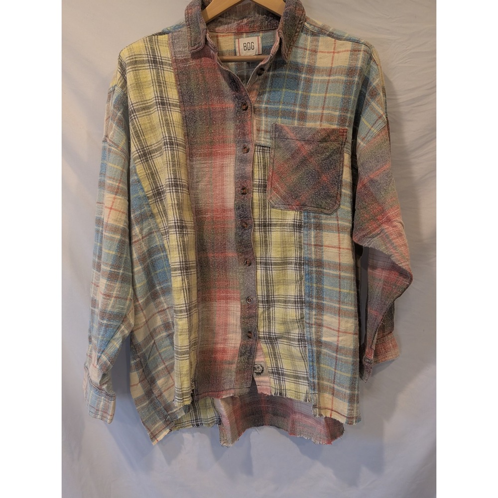 BDG Urban Outfitters Patchwork Plaid Flannel Shirt Multi Color Medium NWT